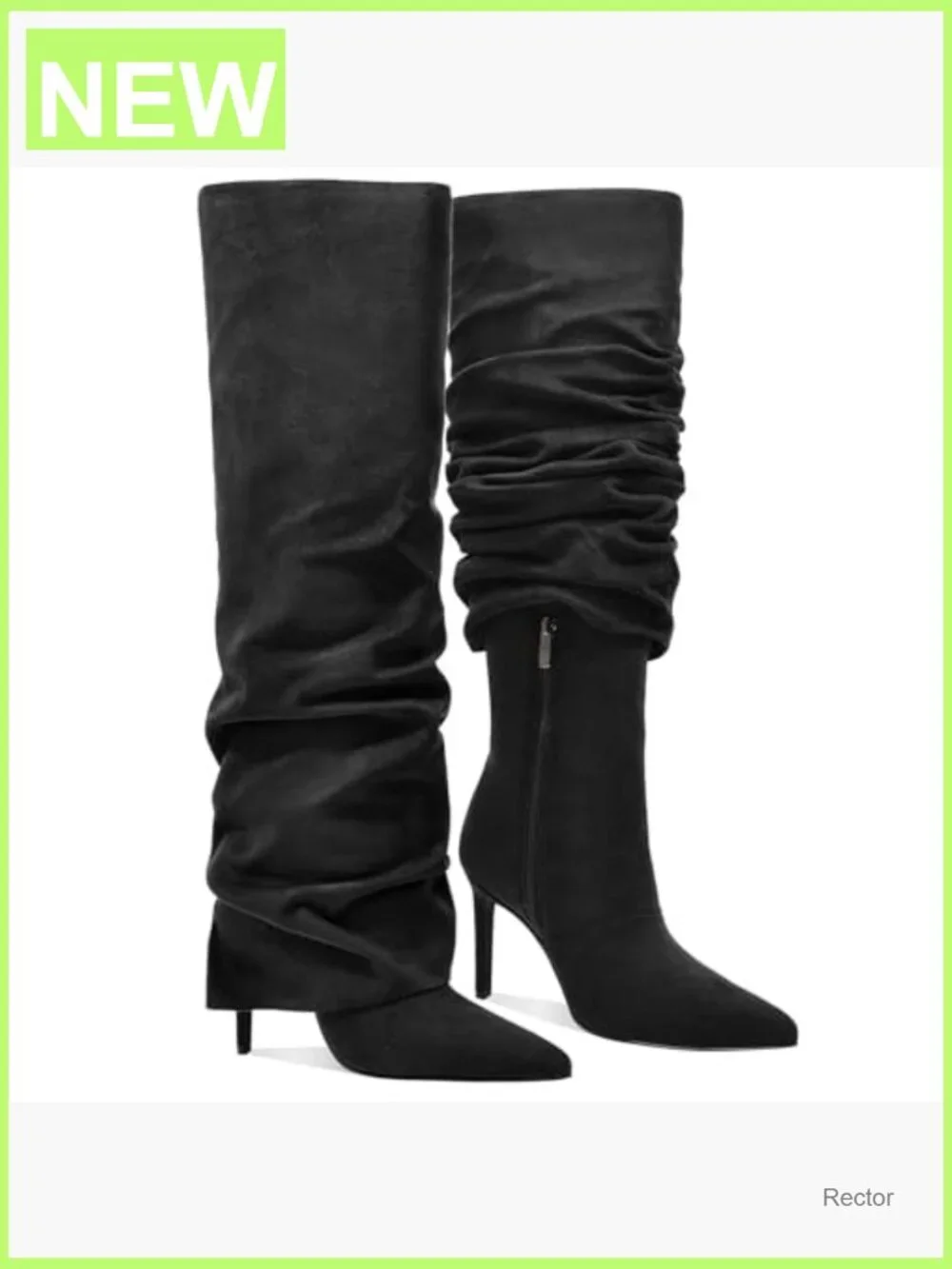 Knee High Stiletto Heel Pointed Toe Boots with Fold Over Cuff 2-in-1 Style